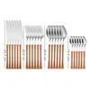 Set Piatti Set Posate 24 Pezzi Acciaio Inox Completo Stoviglie Completo Posate Utensili in Legno