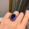 Cluster Rings Spring Qiaoer 12 16mm Lab Ruby Sapphire White Gold Color for Women Dazzling Elegant Wedding Engagement Banquet Jewelry
