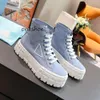 Avec boîte Prad Chaussures Designer Baskets Double Roue Casual Chaussures Nylon Gabardine Sneaker Classique Toile Plate-Forme Chaussure Marque De Mode Stylis BF