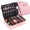 Kosmetiska väskor mode pu makeup väska professionell vattentät borstlagringslåda stor kapacitet resor för kvinnor
