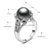 Cluster Rings Dreamcarnival1989 Brand Grey Big Synthetic Pearl With White Cubic Zirconia Flower Bague Luxury Party For Women Wa11564 Dhuyb