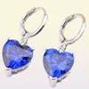 10prs lackyshine真新しい女性dangle dangle heartshaped blue topaz gems silver zircon earringsjewellery2250143354