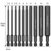 Schroevendraaier 10Pcs 100mm Allen Wrench Drill Bits Set Metric Hex Bit Set S2 Steel Allen Screwdriver Bits Magnetic Tip Hex Key Socket Bit