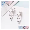 Ohrstecker Paar 2023 Mode Niedliche Katze Weiß Schwarz Hang Emaille Kitty Piercing Ohr Frauen Mädchen Jewelrystud Effi22 Drop Lieferung DHSZW