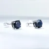 Kuololit Orecchini a bottone con pietre preziose naturali di zaffiro blu scuro profondo per le donne Regalo di gioielli da sposa rotondi in argento sterling massiccio 925 CX2280k