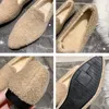 Dress Shoes Designer Luxury Lambswool Mocasines Casual Pointed Loafers Women Winter Plush Furry Cotton Shoes Slip On Fuzzy Flat Shoes 231128