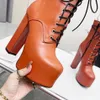 Ankle Boot platform boots round Toe 14.5cm high heel booties solid color Genuine Leather zipper closure chunky boot luxury designer for women factory footwear