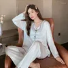 Vêtements de nuit pour femmes Mode Femmes Pyjamas Ensemble Élégant Lounge Wear Soie Pour Femme Lâche Luxe Homewear Loisirs Maison Vêtements Costume