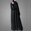 Ubranie etniczne 2023 Style moda muzułmański Abaya Dubai Turcja Kaftan Islamski Ramadan Black Belted Sardigan Sarde