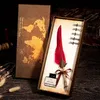 ZK20 European retro quill gift box set with ink sprinkled gold dipped quill creative