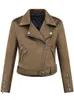 Dames leer faux dames herfst winter dikke nep suède jassen sjerpen dame mat motorfiets jassen biker ritsvak streetwear 231129