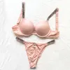 Sexy set 2023 dames lingerie 2 -delige push -up bh en panty verstelbare kanten letter merk ontwerp ondergoed sets 231129