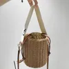 Fashion Women's Straw Weave Bucket Bags Logo Letter Printing Designer Crossbody Bag Handbags212e