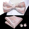 Papillon Hi-Tie Jacquard Paisley Papillon rosa per uomo Cravatta a farfalla in seta Gemelli Hanky Regalo per festa di nozze all'ingrosso