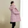 Trench da donna Giacca imbottita in cotone Abbigliamento invernale da donna e piumino lungo da donna di fascia alta con collo in pelliccia grande e sottile