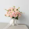 Mini buquê de rosas com fita flores artificiais, flor de casamento para festa em casa, ornamentos de viagem 1260o