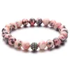 Bracelets de charme 8mm Micro boule incrustée motif rose perles de pierre bracelet homme mode femme cadeau pour belle