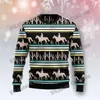 Pulls pour hommes PLSTAR Arbre de Noël Cheval 3D Imprimé Pull Laid Hiver Unisexe Casual Chaud Tricots Pull MY25