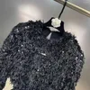 Women's Sweaters PREPOMP 2023 Winter Collection Long Sleeve Fluffy Faux Fur Sequins Waist Hollow Out Bandage Sweater Women GM753