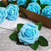 Decorative Flowers Foam Artificial Rose Flower Head With Stems Wedding Bride Bouquet Home Decors 50 PCS Decorations Fall