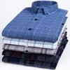 Herrenhemden Langarmhemd Männer 100 % reine Baumwolle 7XL Plaid Business Slim Fit Hemd Männer Casual Koreanische Kleidung Übergroßes Hemd mit Knöpfen 231129