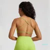 Yoga Outfit Col carré Dos nu Spaghetti Bretelles Sports Soutiens-gorge pour femmes Rembourré Push Up Crisscross Back Low Support Gym Entraînement Soutien-gorge Tops