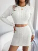 Two Piece Dress YEMOGGY Fashion Twist Knitted Sweater Skirt 2 Set for Women Suit Solid Short Tops Elastic Waist Mini Sets 230428