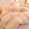 Conjuntos de cama Quente Furry Duvet Cover Queen Soft Confortável Long Plush Quilt Cover 220x240cm Cobertor de Calor Conforers Cobre Apenas Capa de Edredão 231129