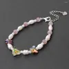 Strand brilhante coração pulseira de cristal para mulheres facetado borboleta charme natural pérola pulseiras artesanais jóias femininas na moda
