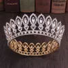 Bruiloft Haarsieraden Luxe Koningin Prinses Ronde Kroon Kristal Parel Grote Diadeem Bruiloft Haaraccessoires Zilver Kleur Goud Tiara Dames Bruidssieraden 231128