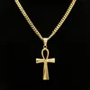 Gyptian Ankh Key Charm Хип-хоп Крест Золото Посеребренная подвеска Ожерелья для мужчин Одежда высшего качества Модные вечерние украшения Gift230B