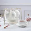 Mugs 6st White Ceramics Pumpkin Coffee Cup Set Kitchen Accessories Bone China Tea Organizer Red Dish Holder 231128