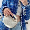 2024 Top Designer Bag Luxury Fashion Handbag New Handheld Lingge Chain Small Round Dumpling Bun Hula Ring Crescent Dinner