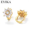 Brincos de argolas Eyika Estilo coreano cor de ouro dourado pequeno Ear fivela de orelha de fivela de zircão para mulheres Jóias de casamento de meninas