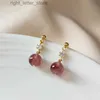 Boucles d'oreilles en cristal de fraise, Design fait à la main, plaqué or 14 carats, épingle d'oreille pour femmes, vente en gros d'usine, boucles d'oreilles d'été YQ231128