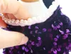ドレス手作りのファッションデザイン犬の服ペットドレスパープルノーブルスパンコールベルベット刺繍スカートその他のレイヤープリンセスガウン猫アパレル