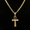 Gyptian Ankh clé charme Hip Hop croix or argent plaqué pendentif colliers pour hommes de haute qualité mode fête bijoux cadeau 188h