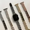 Luxury Wearable Smart Straps V V V Beads Drill Diamond Tipped Metal Wrist Band Rem för Apple Watch Series 3 4 5 6 7 8 Ultra 49mm 38 40 41 42 44 45mm