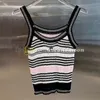 Stripe Print Knits Top Women Sexy Sling Tops Designer Breathable Sports Vest Sleeveless T Shirts