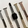 Tiras inteligentes de luxo vestíveis VV V v contas Diamante de diamante Metal Wrist Strap para Apple Watch Series 3 4 5 6 7 8 Ultra 49mm 38 40 41 42 44 45mm