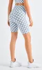 Aktive Shorts Top Damen Plaid Sport Gym Yoga Hose Fitness Sexy Radfahren Mode Weich Atmungsaktiv Hohe Taille Nahtlos