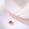 Chokers Yunli Fine Jewelry Real 18K Rose Gold Pingente Colar Clássico Anel Duplo Design Puro Au750 Cadeia para Mulheres Presente de Casamento 231129