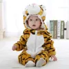 Ręczniki szaty Baby Rompers Zimowy kostium Flanela dla dziewczynki maluch dziecięcy ubrania dzieci ogólne zwierzęta panda tygrys lion jednorożca ropa bebe 231205