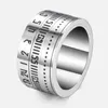 Anéis de casamento Spinner de anel masculino Escala de tempo digital em aço inoxidável jóias masculinas Jóias Valentins Presente para homens 14mm 2023 Mulheres