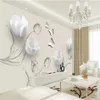 Niestandardowy rozmiar kwiatu 3D Moda prosta Tulip Butterfly salon sypialnia kuchnia wystrój domu tapety ścienne Mural CO298H