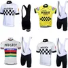 Molteni Peugeot New Man White Yellow Vintage Cycling Jersey Set Short Sleeve Cycling Clothing Riding Clothes Suit Bike Wear Shor239p