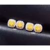 Groothandel trendy gouden edelsteen sieraden stijl 0.182Ct natuurlijke gele diamanten oorbel voor dames