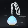 Pendant Necklaces 2023 Stainless Steel Opal Pendants Women Silver Color Necklace Charms Jewelry Cadena Acero Inoxidable NZ32S04