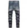 Мужские узкие джинсы Модные повседневные тонкие байкерские джинсовые брюки до колена в стиле хип-хоп рваные потертые потертые