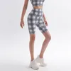 Actieve shorts top dames plaid sport sport gym yogabroek fitness sexy fietsen mode zacht ademende hoge taille naadloos